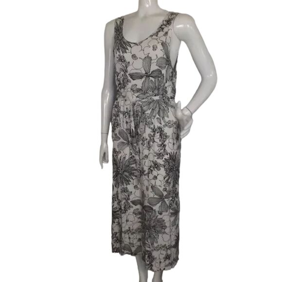 BRYN WALKER Midi Dress, L, Off-white Floral print, Side Ties, Tank Style - Picture 4 of 13